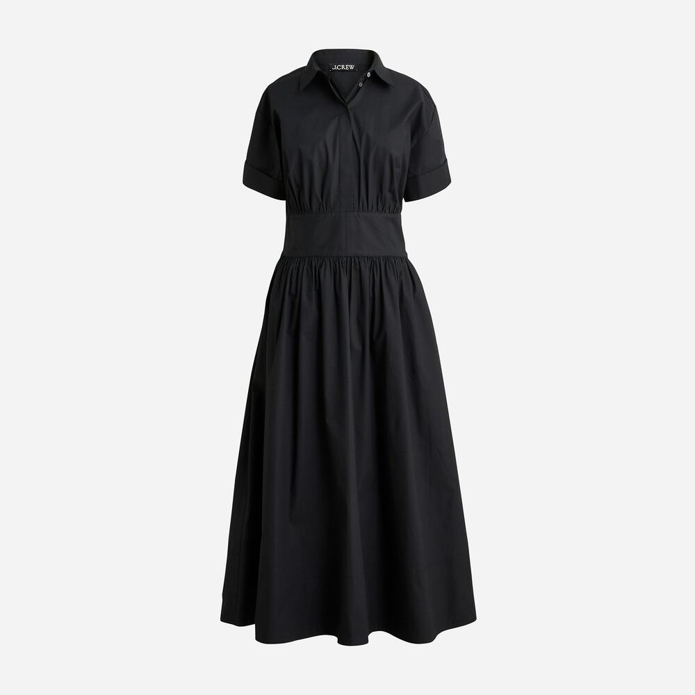 J.Crew Fitted-waist shirtdress in stretch cotton poplin Black 2